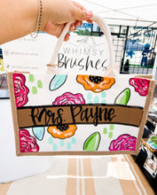 Load image into Gallery viewer, Painted Burlap Tote Bag