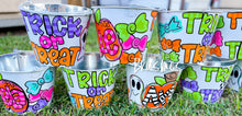 Load image into Gallery viewer, Trick or Treat Halloween Galvanized Bucket