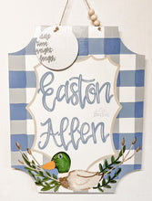Load image into Gallery viewer, Blue Plaid Duck Plaque Doorhanger