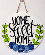 Load image into Gallery viewer, White Round with Floral Border Doorhanger