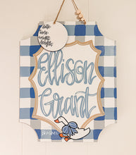 Load image into Gallery viewer, Blue Plaid Duck Plaque Doorhanger