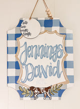 Load image into Gallery viewer, Blue Plaid Duck Plaque Doorhanger