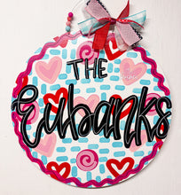 Load image into Gallery viewer, Cutesy Valentines Pattern Round Doorhanger