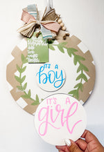 Load image into Gallery viewer, Tan Plaid Gender Interchangeable Doorhanger