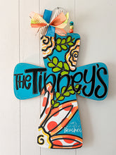 Load image into Gallery viewer, Floral Whimsical Cross Doorhanger
