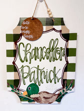 Load image into Gallery viewer, Blue Plaid Duck Plaque Doorhanger