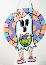 Load image into Gallery viewer, Interchangeable Polka Dot Ghost with Ribbon Legs Doorhanger