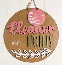 Load image into Gallery viewer, Raised Letter Round Baby Doorhanger