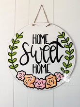 Load image into Gallery viewer, White Round with Floral Border Doorhanger
