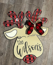 Load image into Gallery viewer, Red Plaid Reindeer Doorhanger