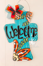 Load image into Gallery viewer, Floral Whimsical Cross Doorhanger