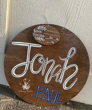Load image into Gallery viewer, Custom Round Baby Name Doorhanger