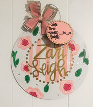 Load image into Gallery viewer, Striped Floral Round Baby Doorhanger