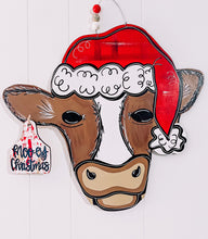 Load image into Gallery viewer, Christmas Cow Doorhanger