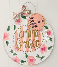 Load image into Gallery viewer, Striped Floral Round Baby Doorhanger