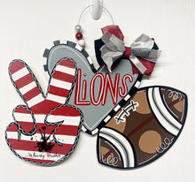 Load image into Gallery viewer, Peace, Love, Football Doorhanger