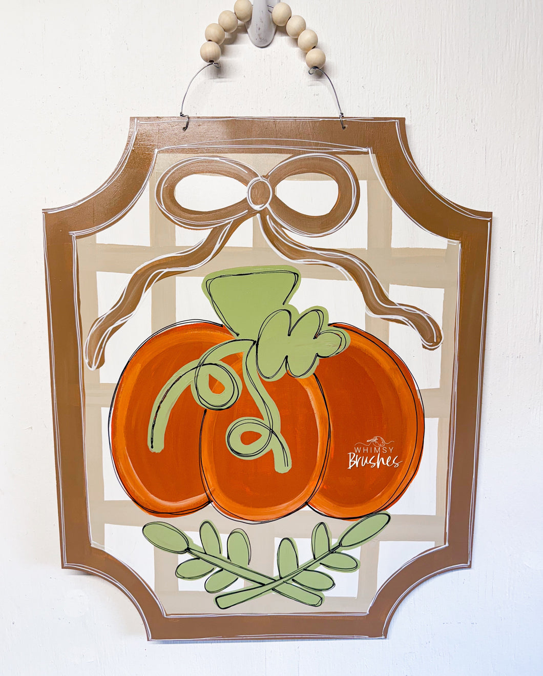 Plaid Pumpkin Plaque Doorhanger