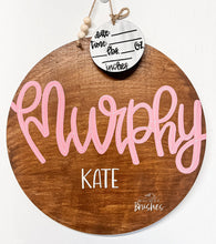 Load image into Gallery viewer, Custom Baby Name Round Doorhanger
