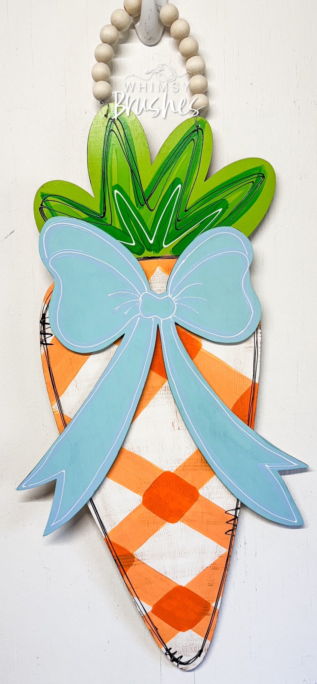 Plaid Bowtie Carrot Doorhanger