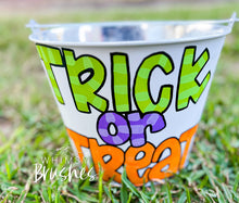 Load image into Gallery viewer, Trick or Treat Halloween Galvanized Bucket
