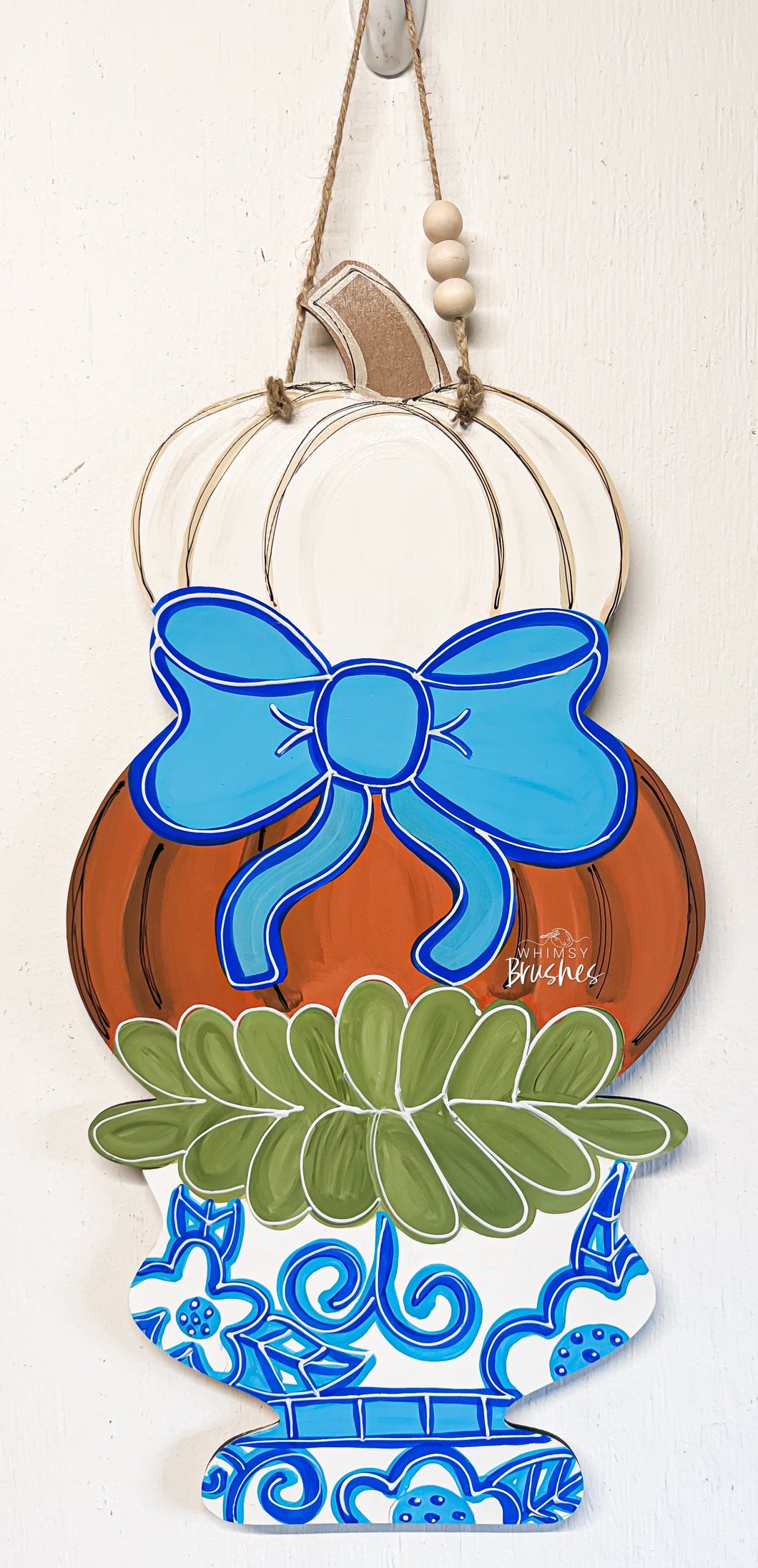 Pumpkin Stacked Topiary Doorhanger