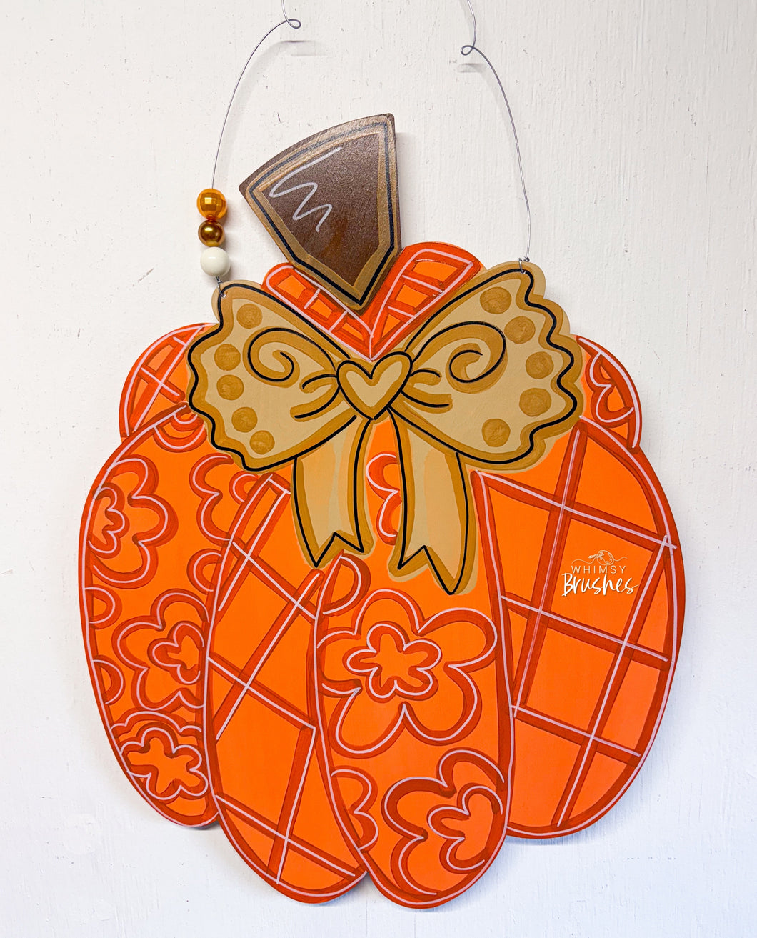 Chinoiserie Bow Pumpkin Doorhanger