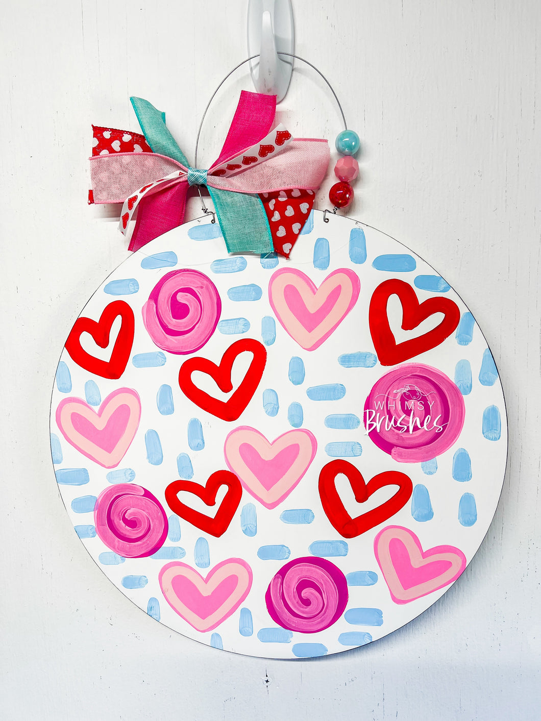 Cutesy Valentines Pattern Round Doorhanger