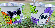 Load image into Gallery viewer, Trick or Treat Halloween Galvanized Bucket
