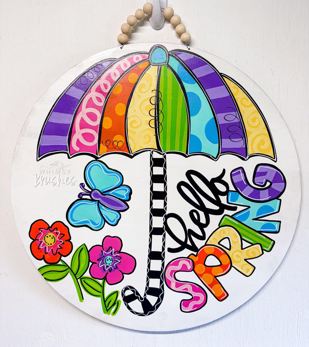 Spring Umbrella Round Doorhanger