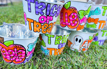 Load image into Gallery viewer, Trick or Treat Halloween Galvanized Bucket
