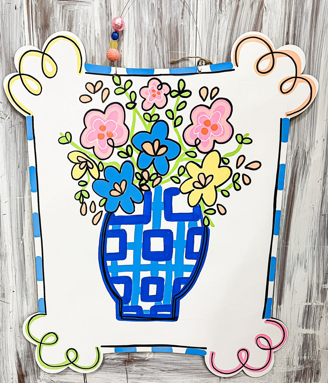 Floral Vase Plaque Doorhanger