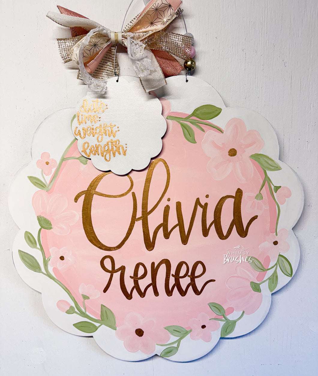 Scalloped Floral Baby Doorhanger
