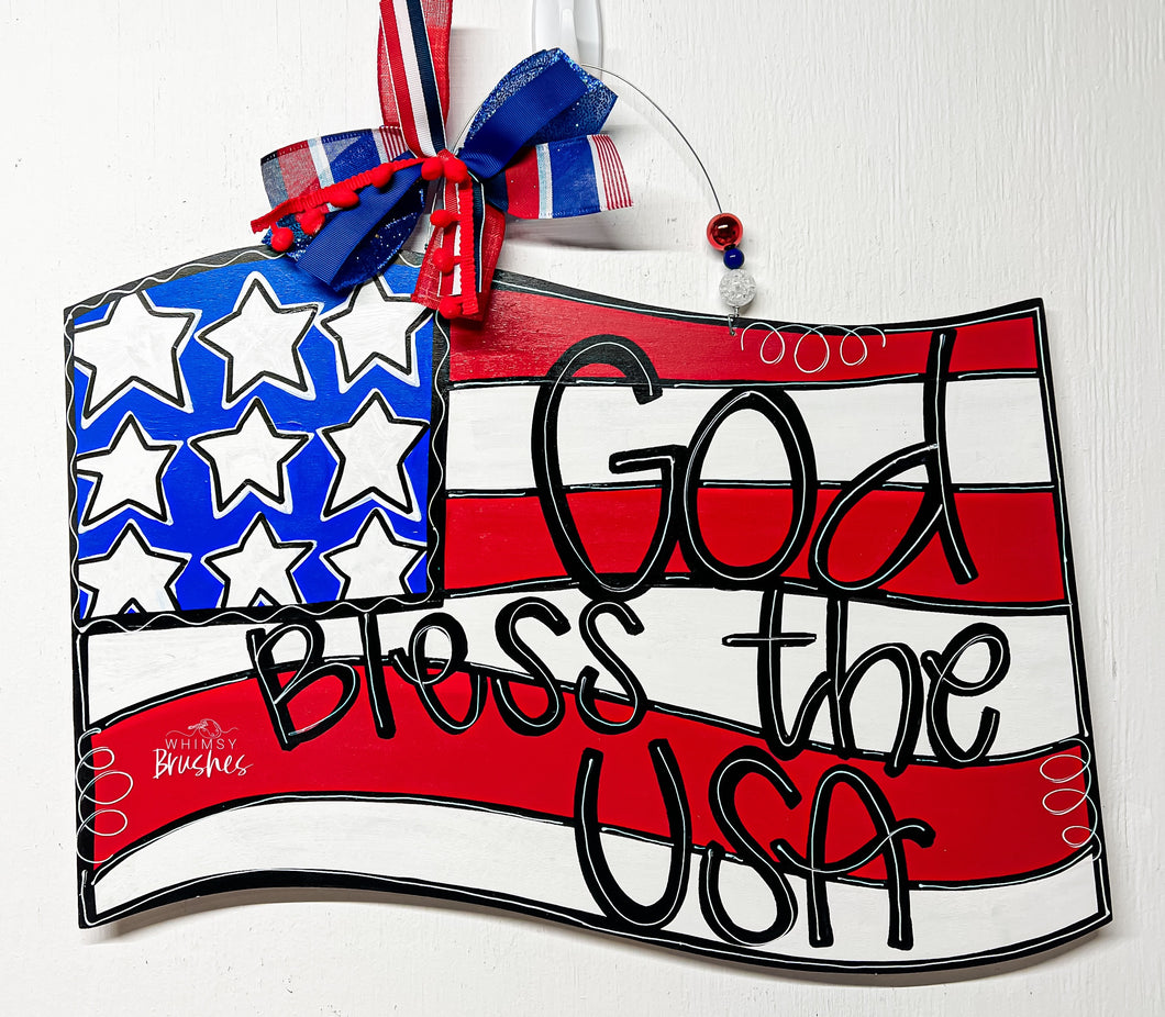 Wavy American Flag Doorhanger