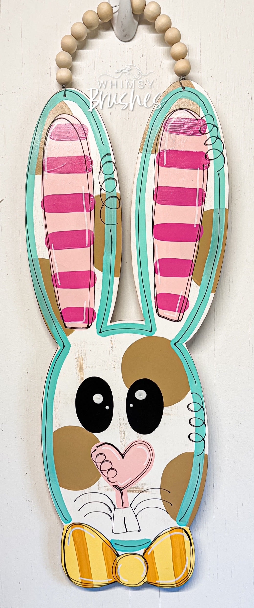 Polka Dot Bowtie Bunny Doorhanger