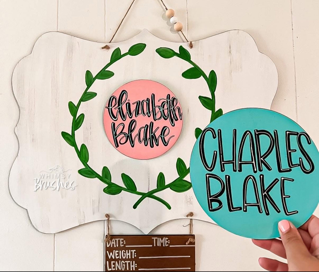 Gender Neutral Interchangeable Baby Doorhanger