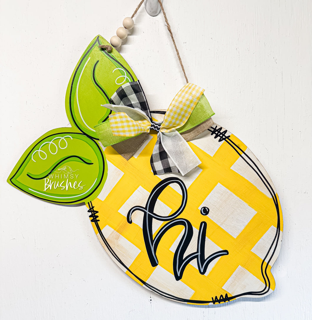Plaid Lemon Doorhanger
