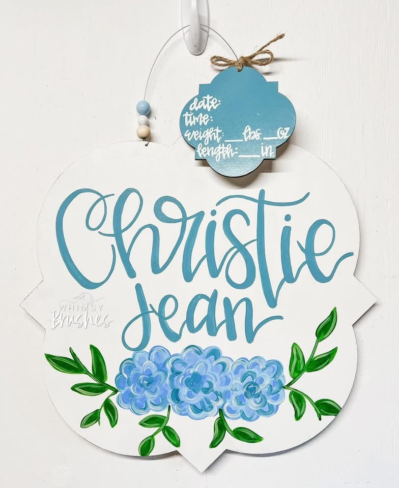 Blue Hydrangea Baby Doorhanger