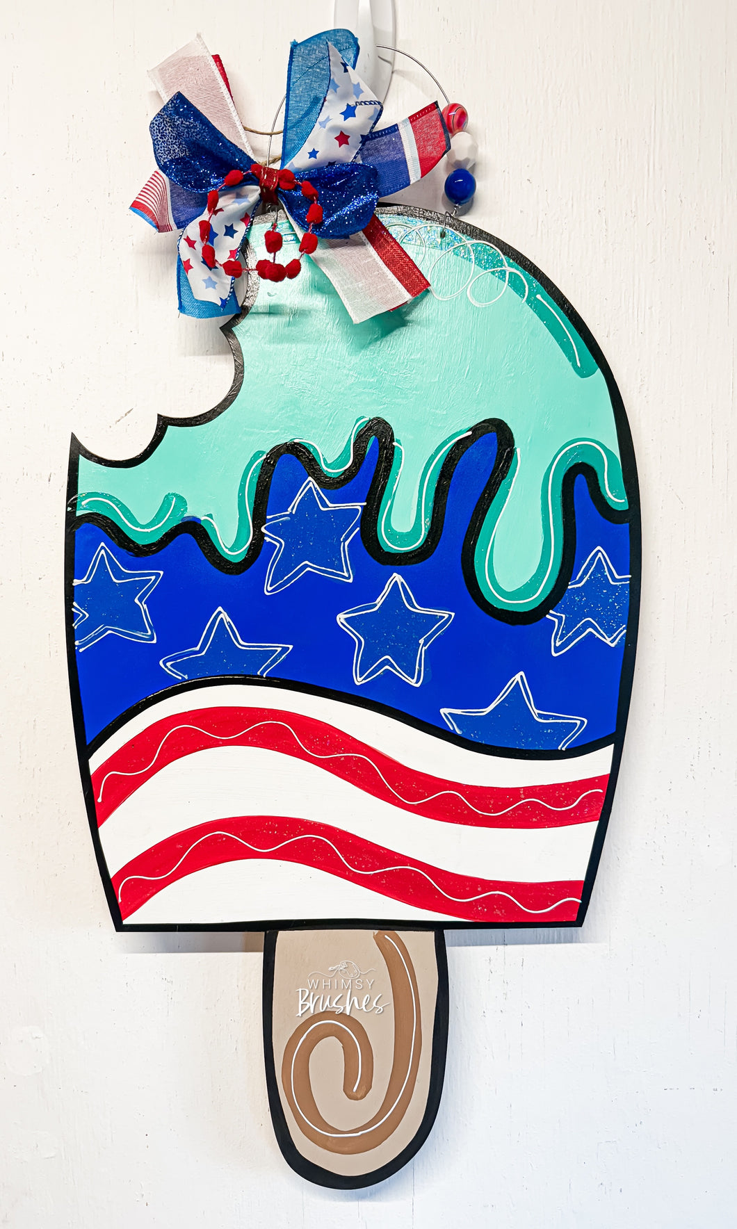 Drippy Patriotic Popsicle Doorhanger