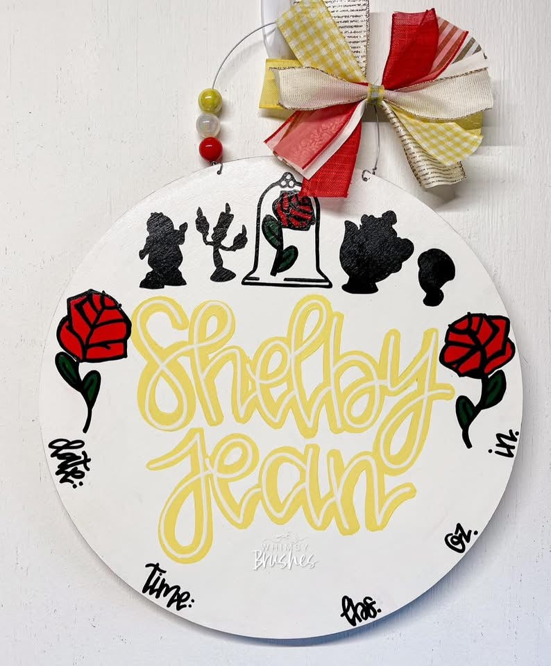 Beauty Rose Silhouette Baby Doorhanger