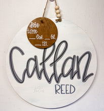 Load image into Gallery viewer, Custom Baby Name Round Doorhanger
