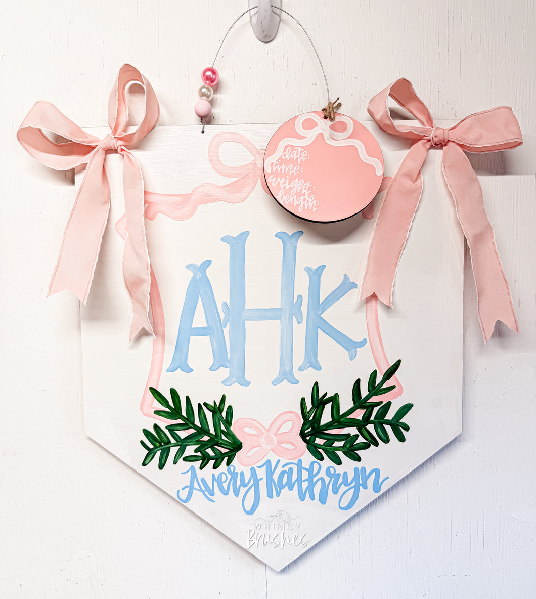 Bow Initial Pendant Baby Doorhanger
