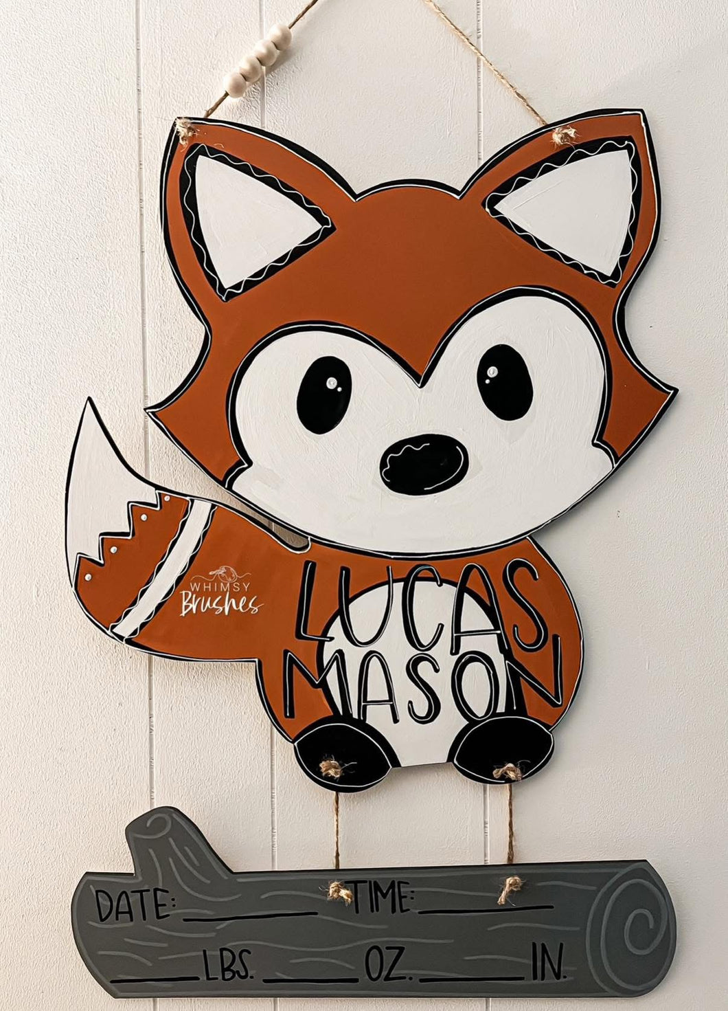 Fox and Log Baby Doorhanger