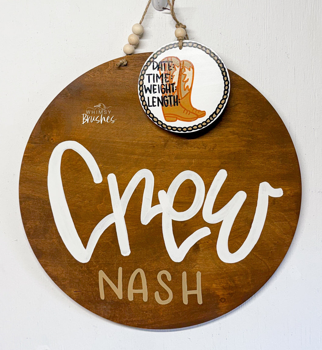 Stained Baby Cowboy Doorhanger