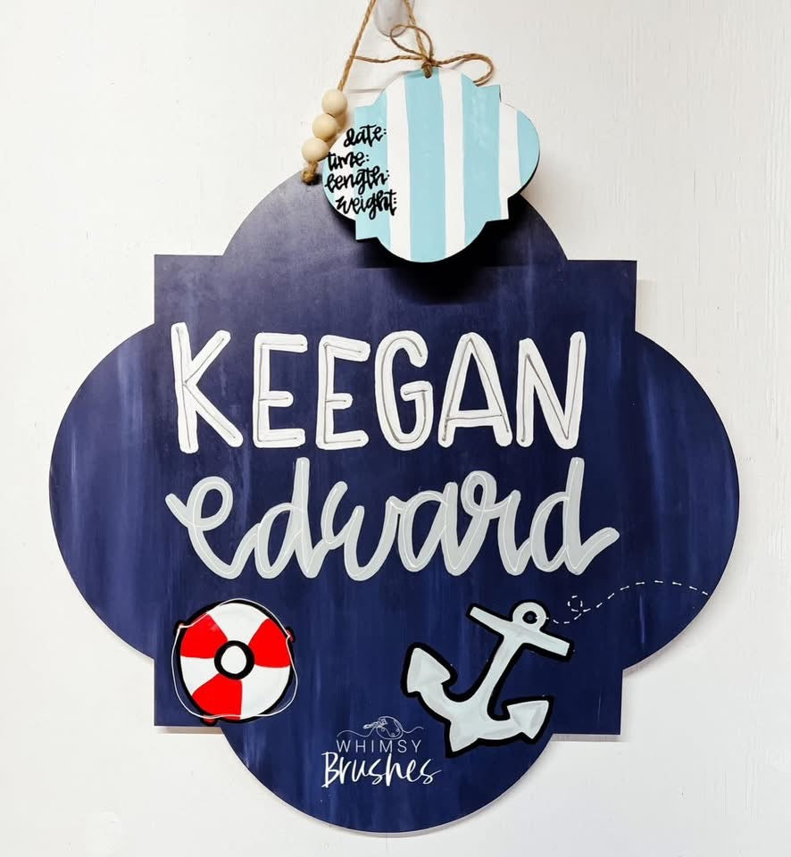 Navy Blue Nautical Striped Doorhanger