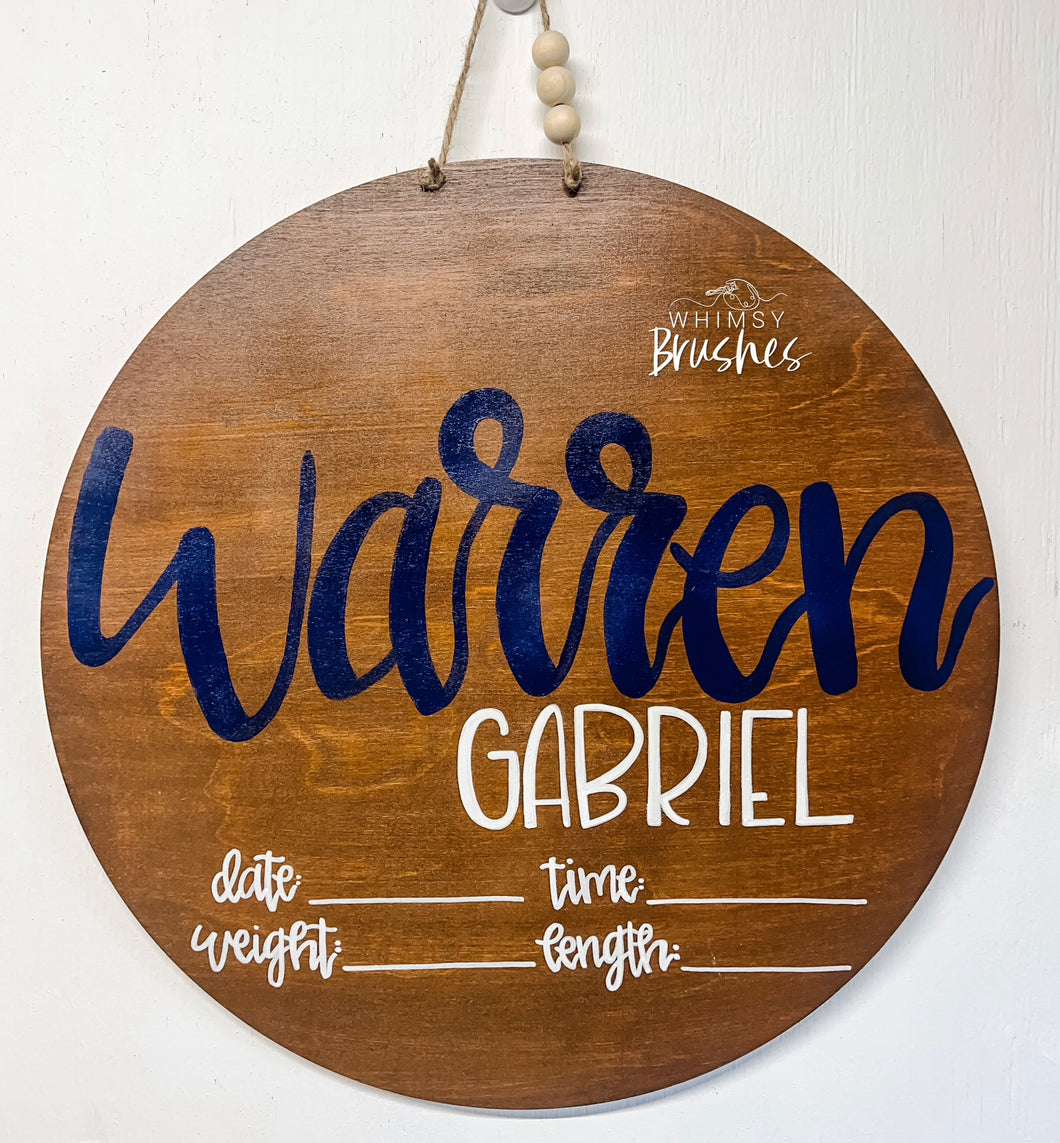 Personalized Baby Name + Stat Doorhanger