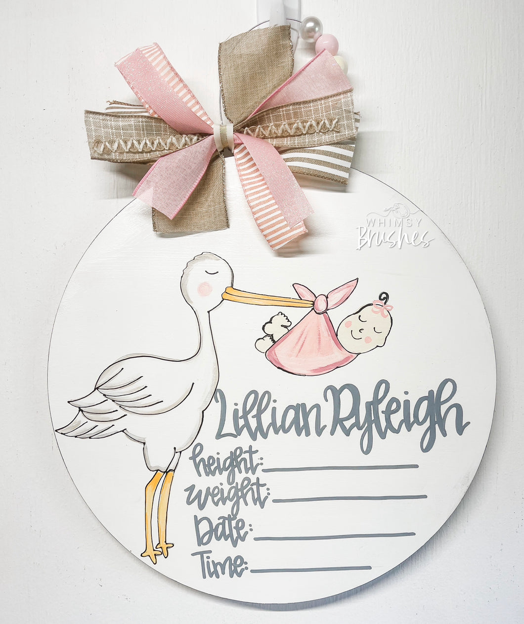 Stork Baby Round Doorhanger