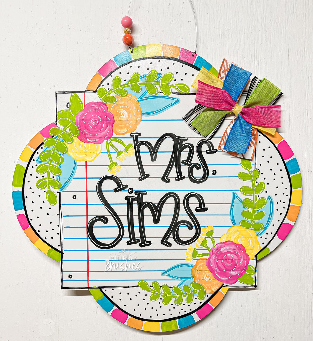 Colorful Floral Notepad Doorhanger