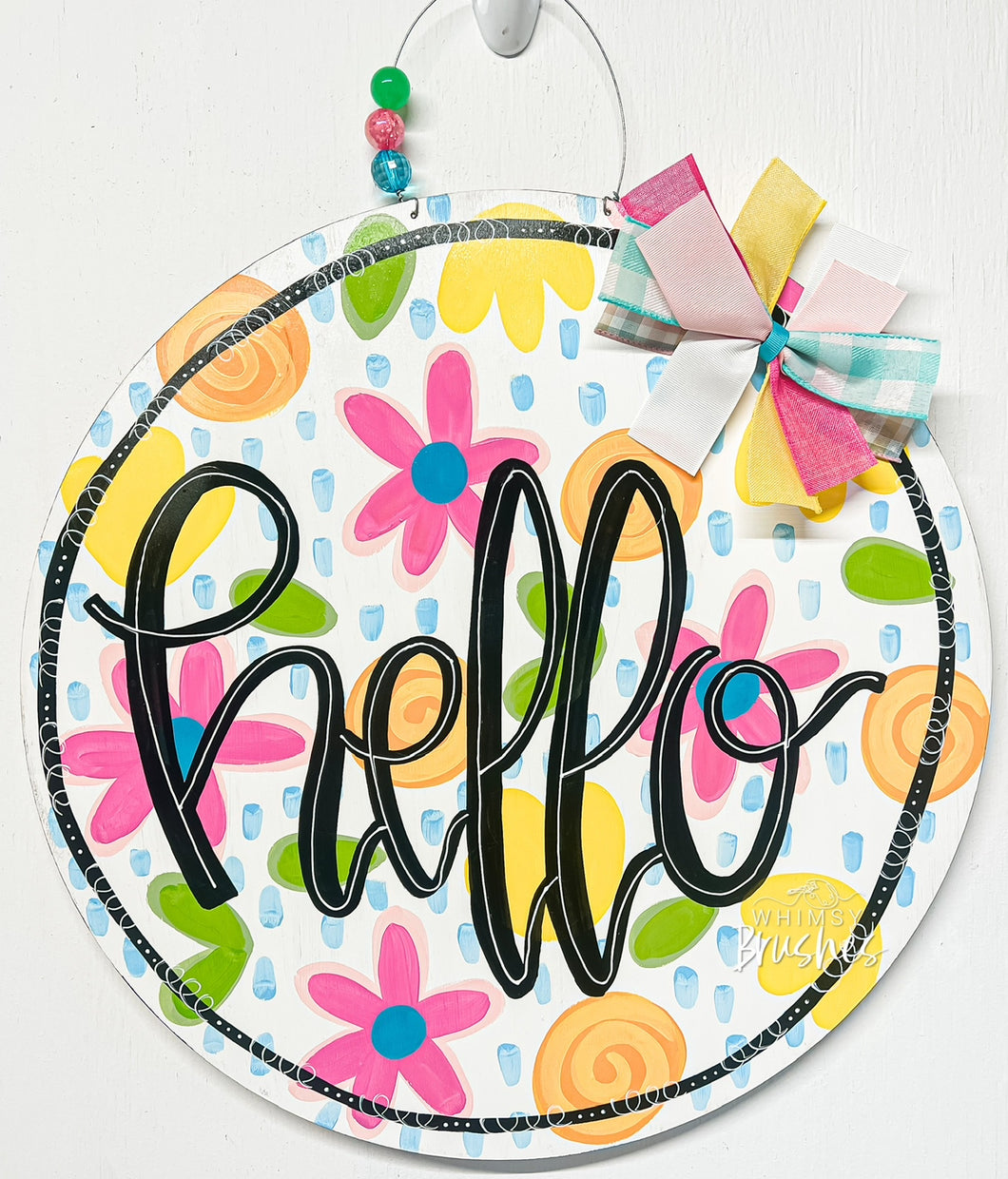 Bright Floral Pattern Round Doorhanger