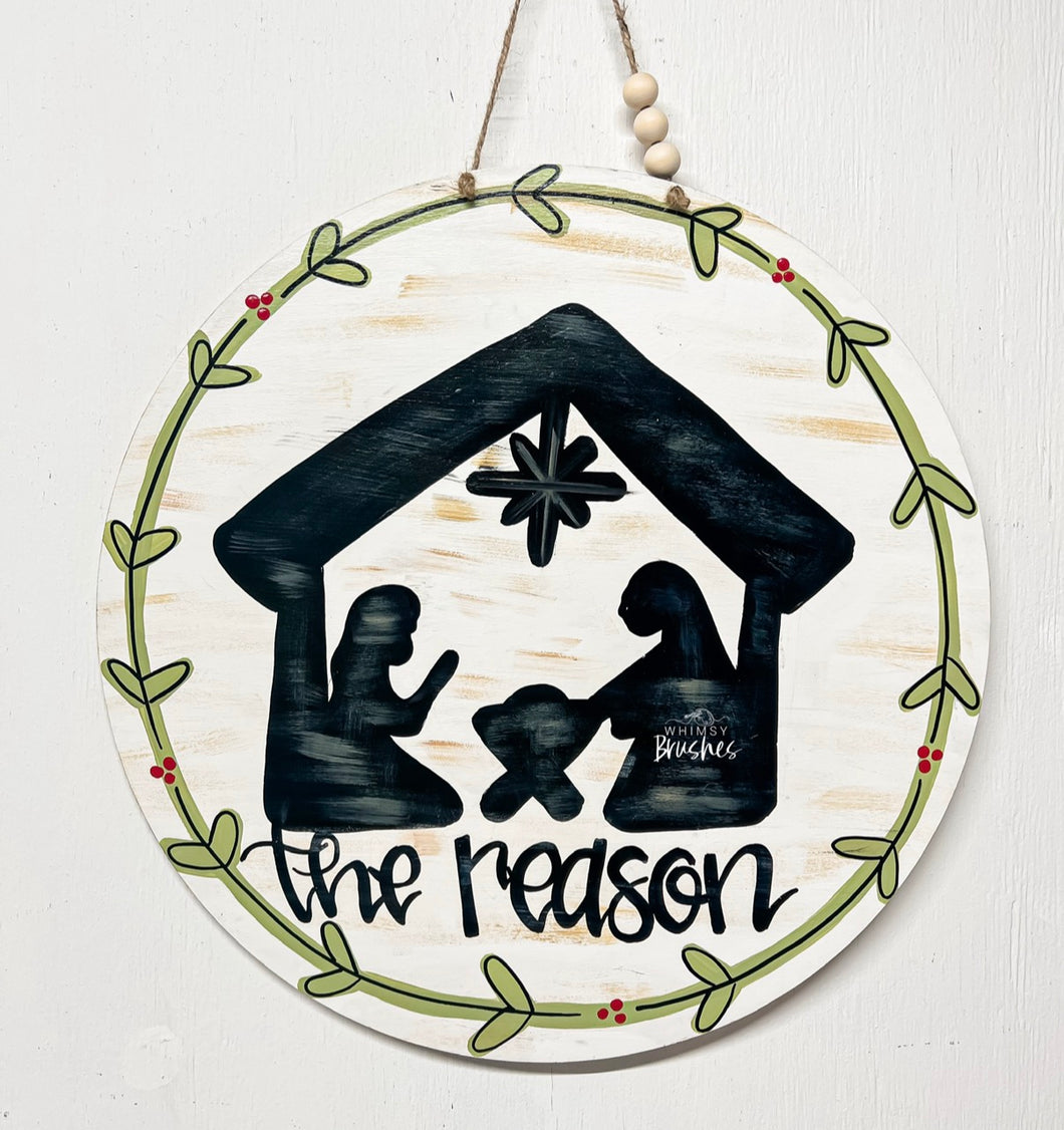 Nativity Wreath Round Doorhanger