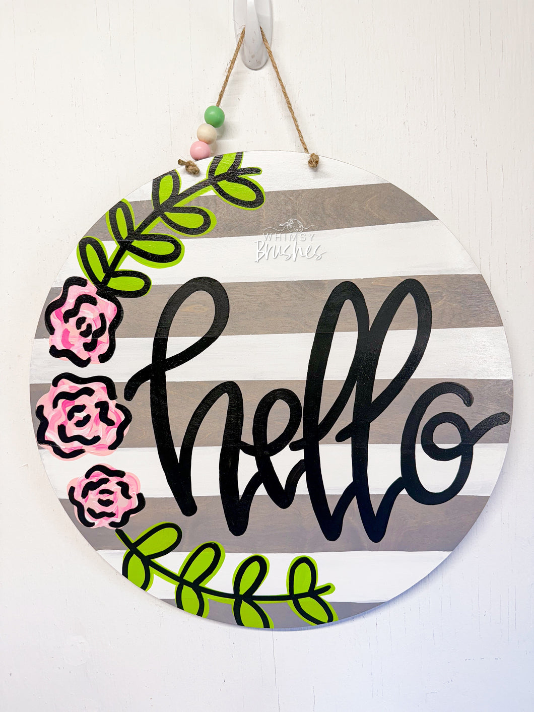 Striped Floral Round Doorhanger